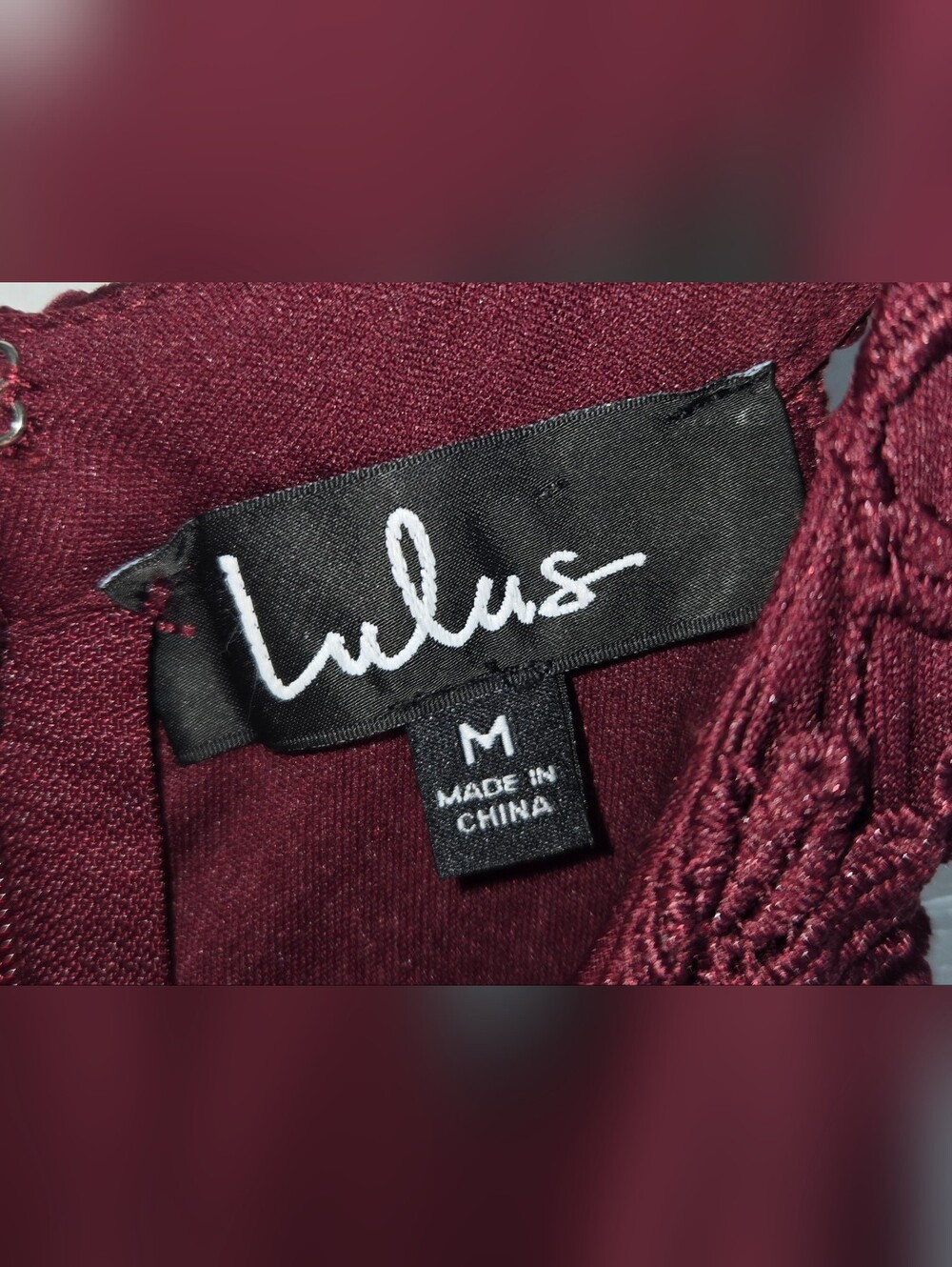 Lulus Love Poem Burgundy Lace Halter Scalloped Form Fitting Mini Sheath Dress M - Picture 3 of 4